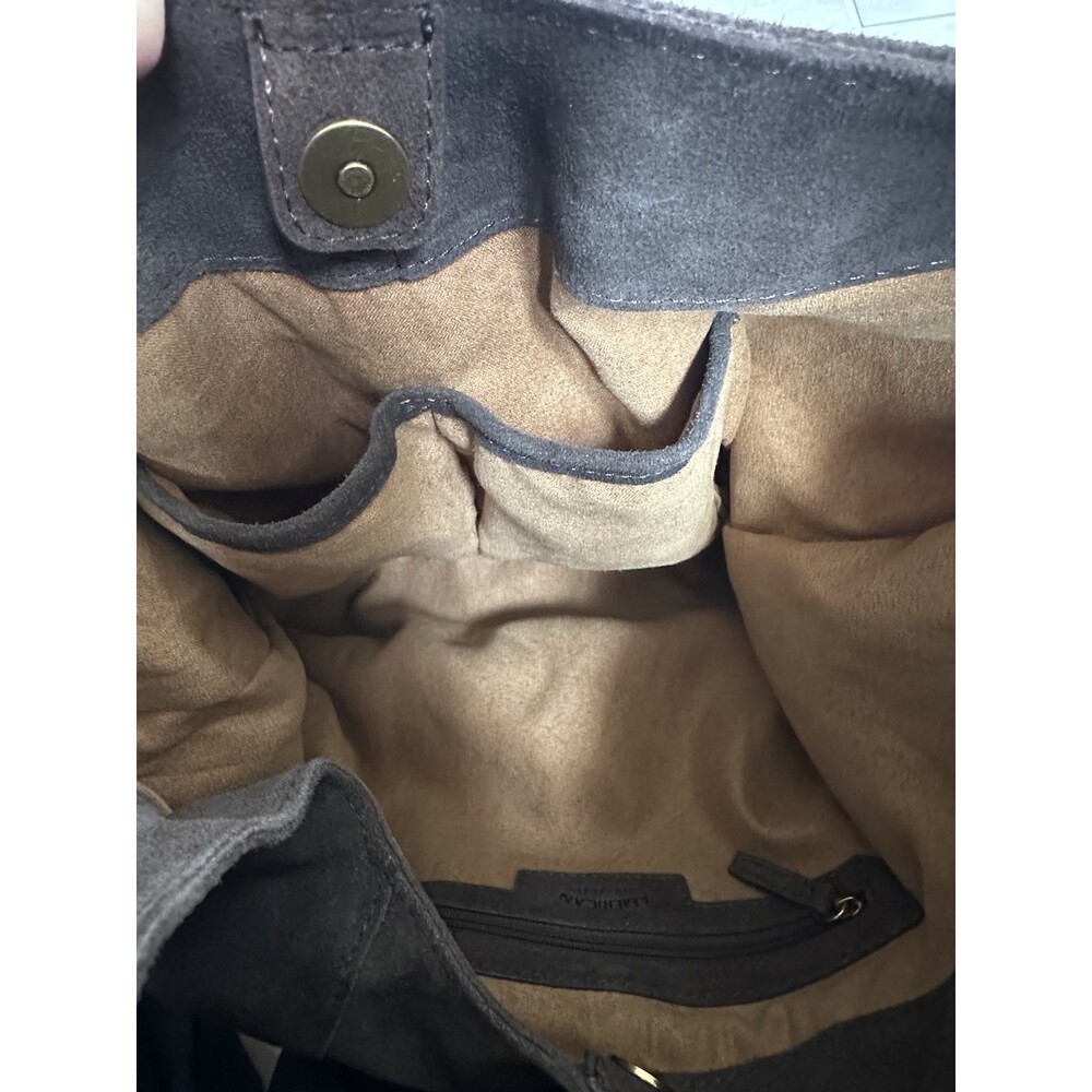 American Leather Co. Marietta Knot Brown Suede Hobo Bag Purse (MSRP $195) - Picture 7 of 8